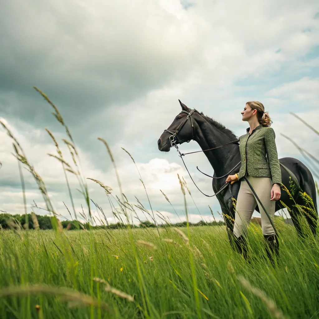 Samantha Green with a horse in a field