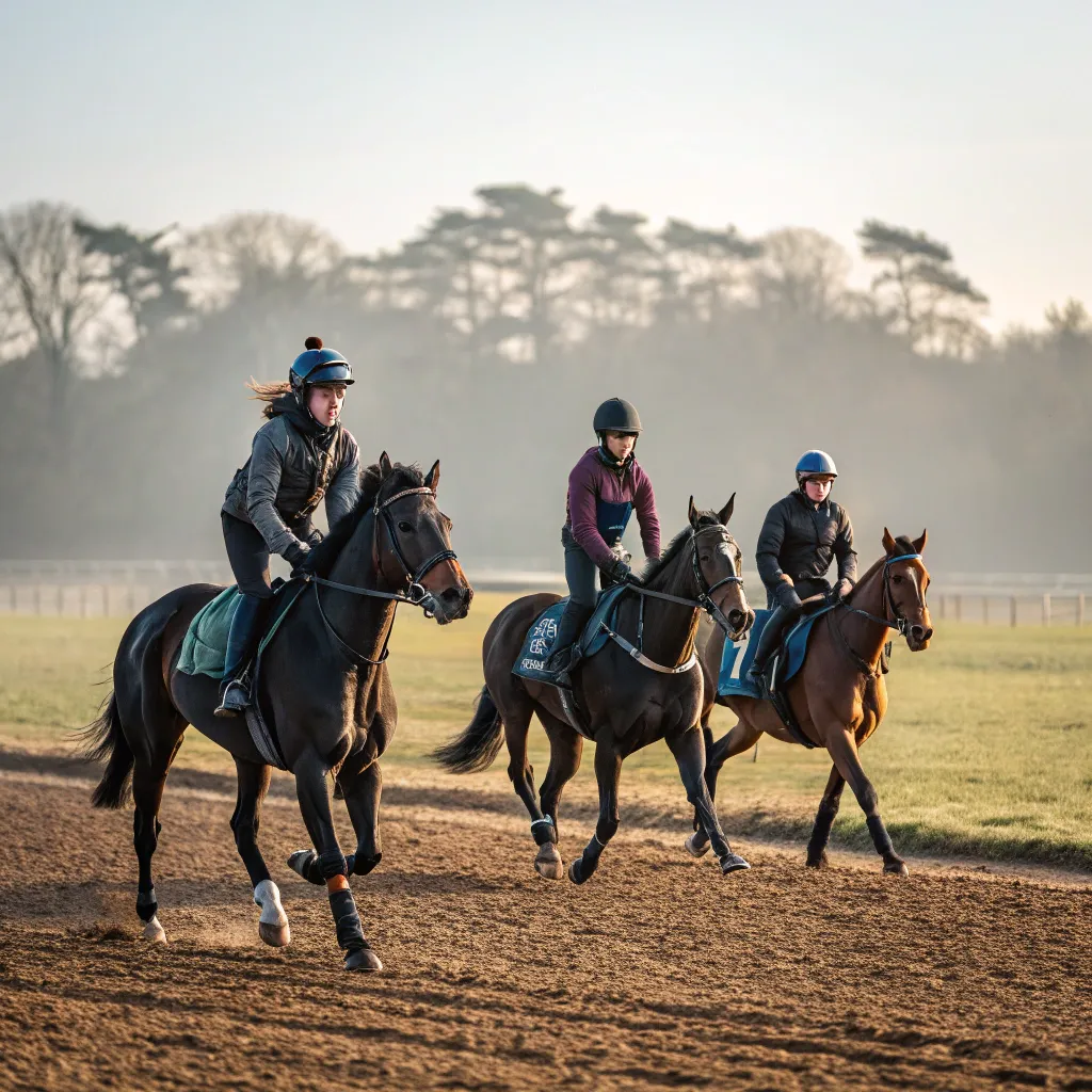 Riders on horseback during a training session